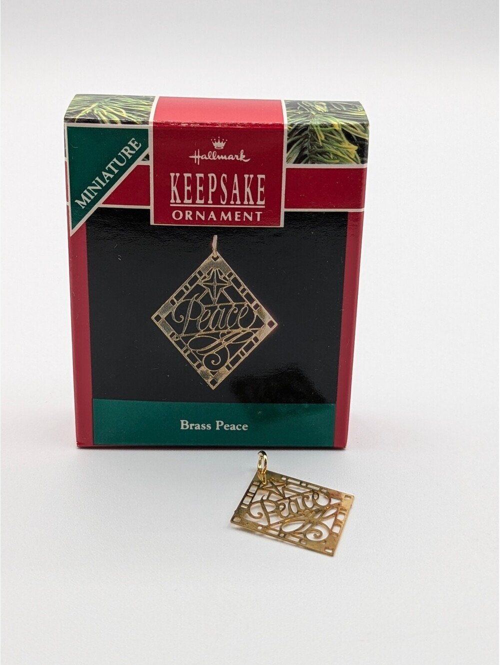 Hallmark Keepsake Brass Peace Miniature Ornament 1990, New in Box